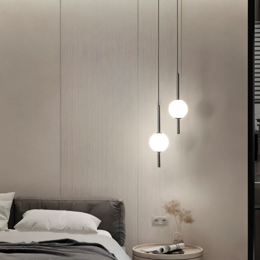 Detail view of the globe pendant light fixture