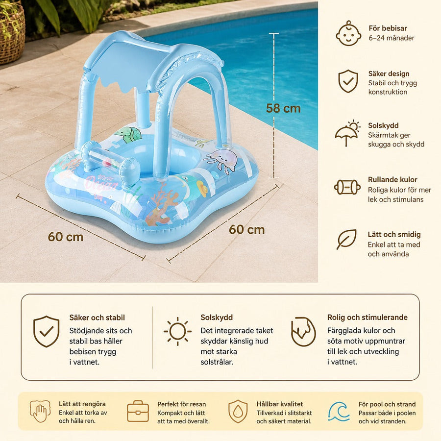 Dimensions and specs: 24 x 24 x 23 in (60 x 60 x 58 cm), for children 6-36 months
