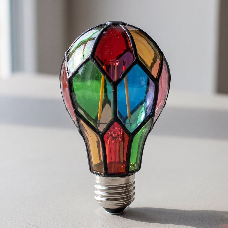 Leaded glass bulb turned off, still beautiful without power