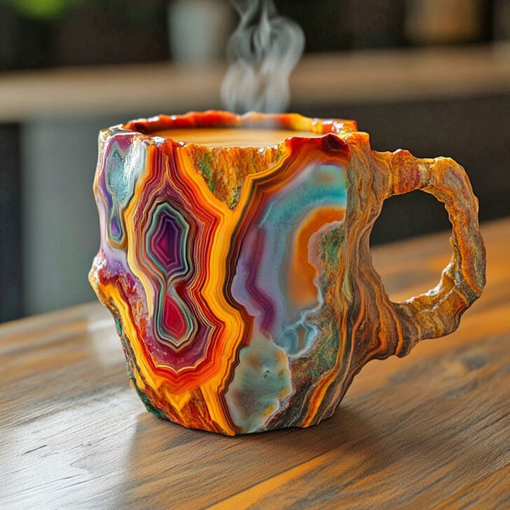 Coffee mug shown in a kitchen setting