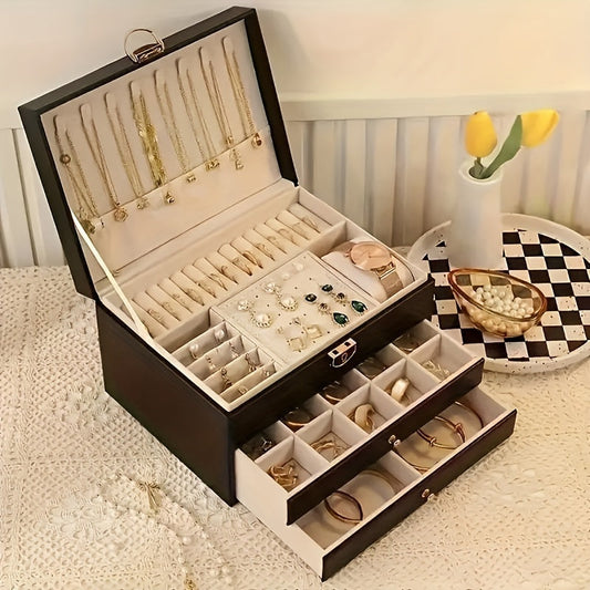 3-tier jewelry box with storage compartments