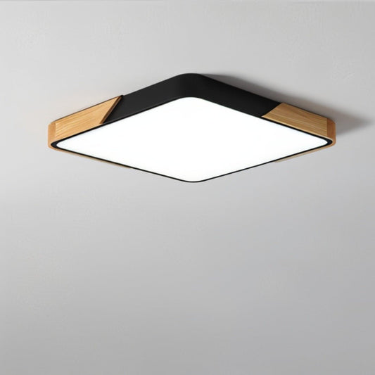 White square LED ceiling light mounted on a ceiling