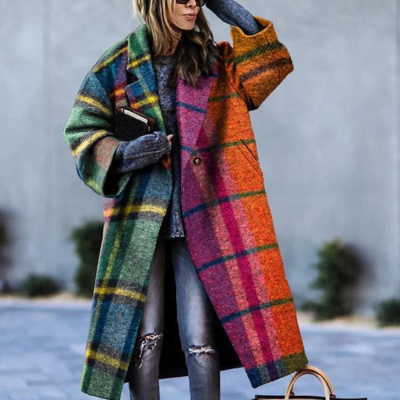 Full-length view of the long winter trench coat
