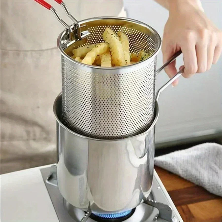Close-up of the fryer pot's handle and rim
