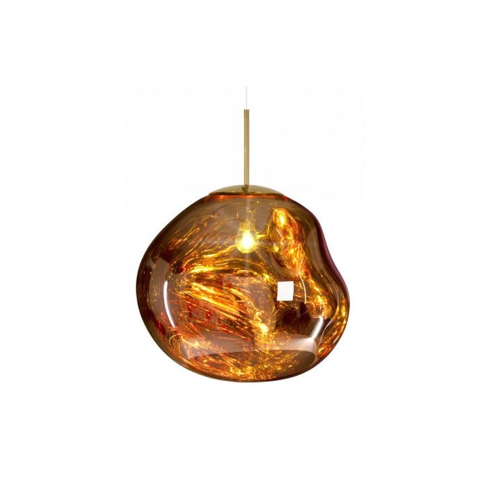 Close-up of the pendant light's metal frame and shade