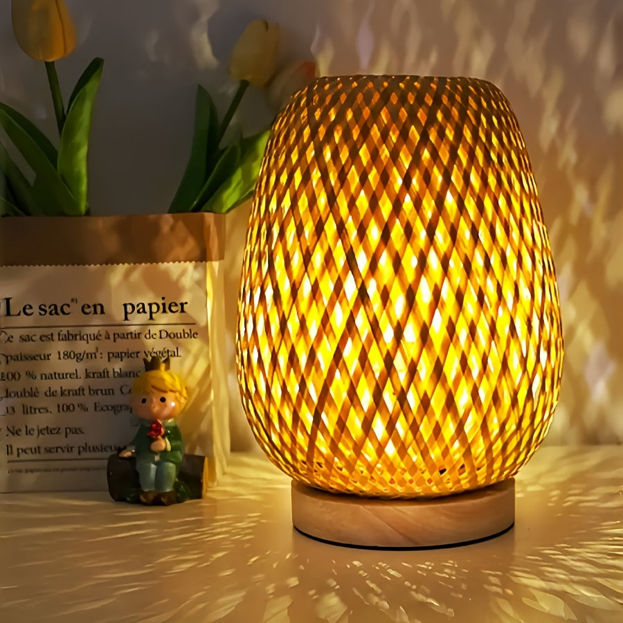 Close-up of bohemian style LED bedside lamp