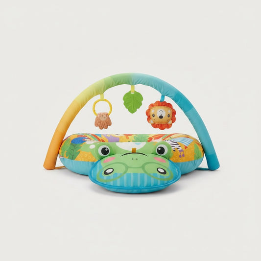 Baby tummy time pillow with play arch and sensory toys