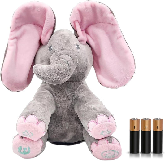 Interactive singing elephant in pink with batteries