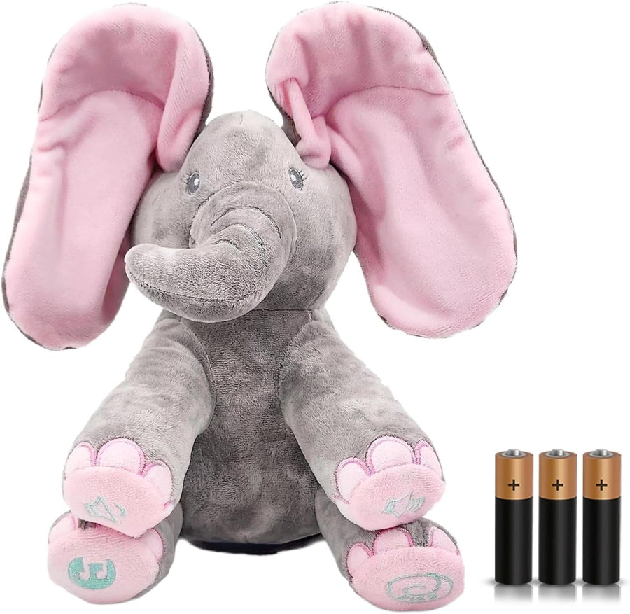 Interactive singing elephant in pink with batteries