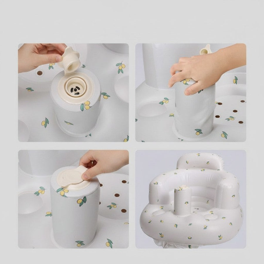 Step-by-step inflation of baby seat with built-in pump