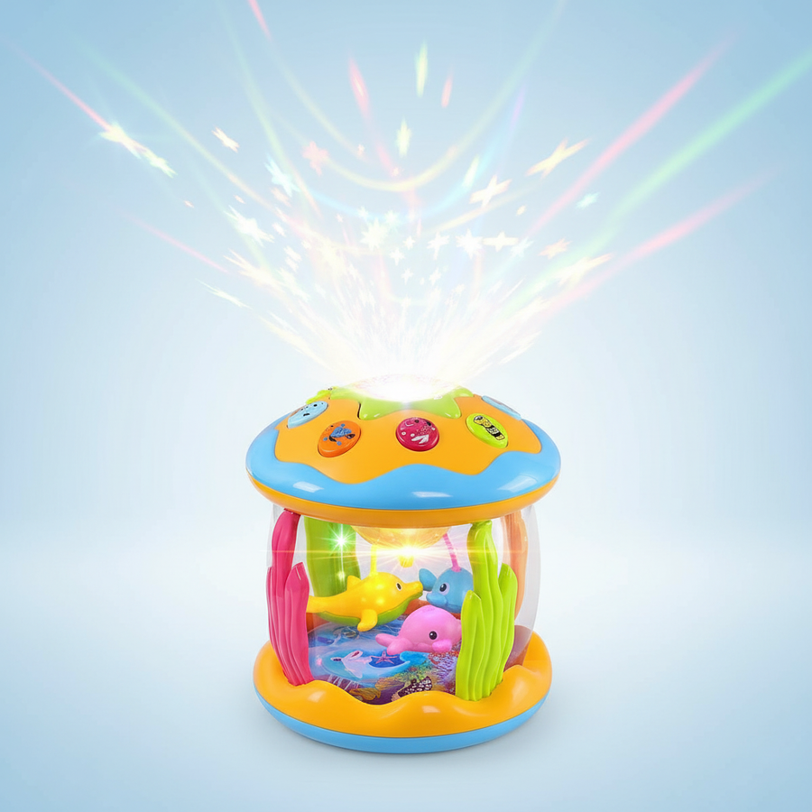 Baby ocean projector showing colorful LED light effect