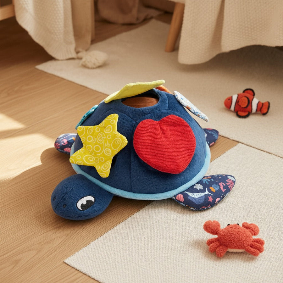 Sensory turtle toy with sea creature pieces
