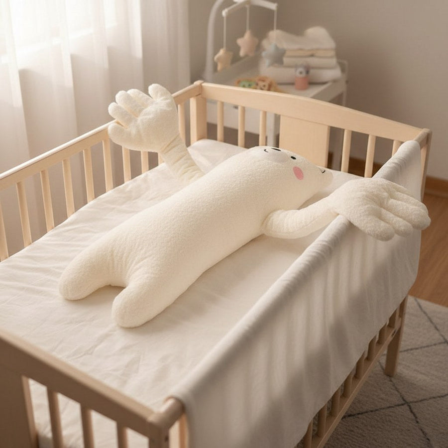 Bear cuddle companion in a nursery