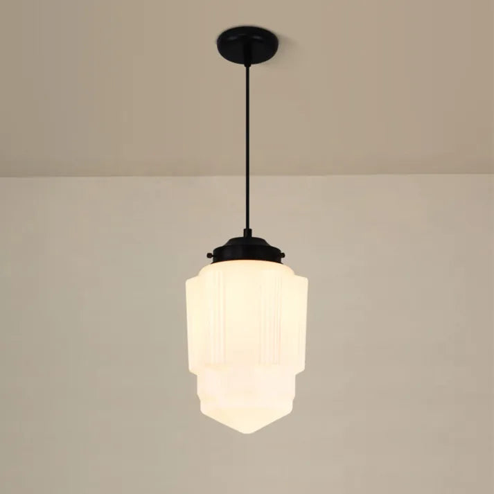 Detail of the black finish on the pendant light