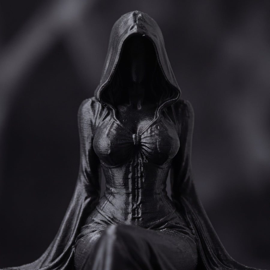 Close-up of the hood, corset, and matte resin detailing
