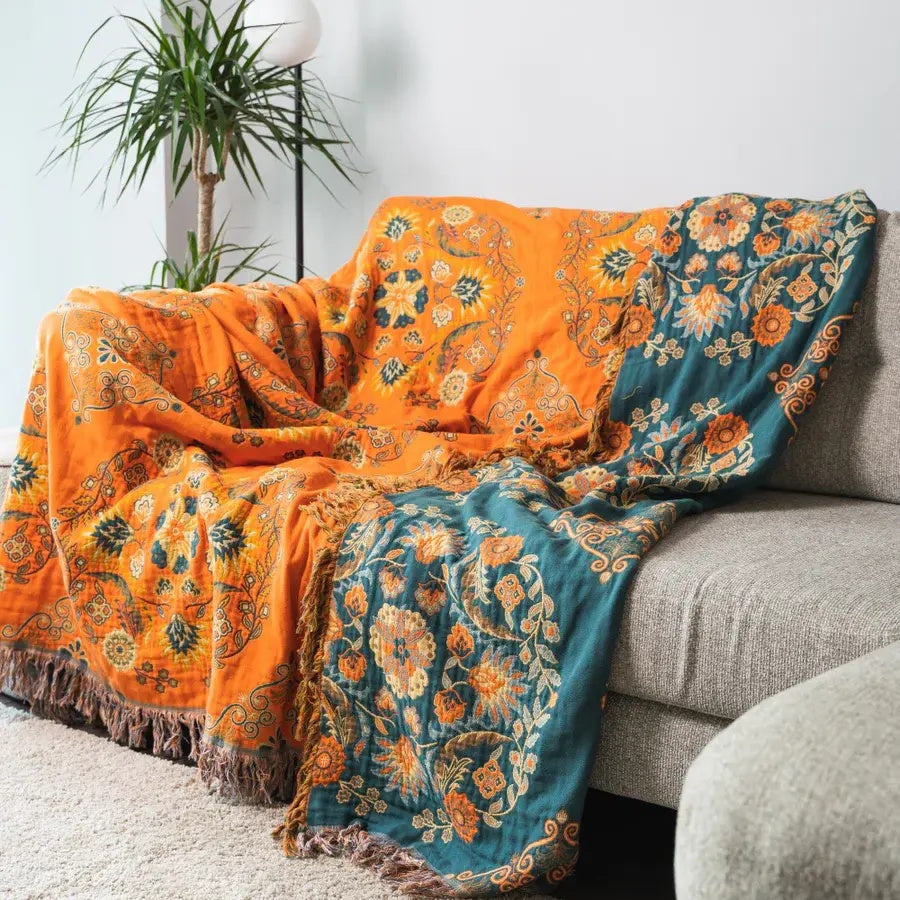 Close-up of the Marigold throw blanket fabric