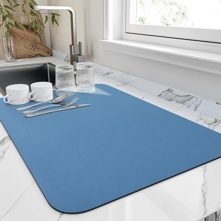 Kitchen dish mat shown in a kitchen setting