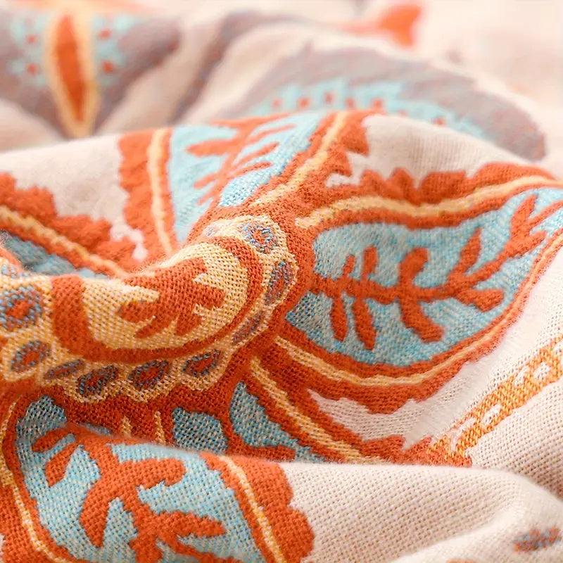 Rustic bohemian floral throw blanket in multiple sizes