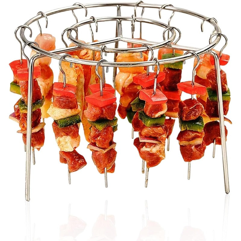 Close-up of an empty air fryer skewer rack