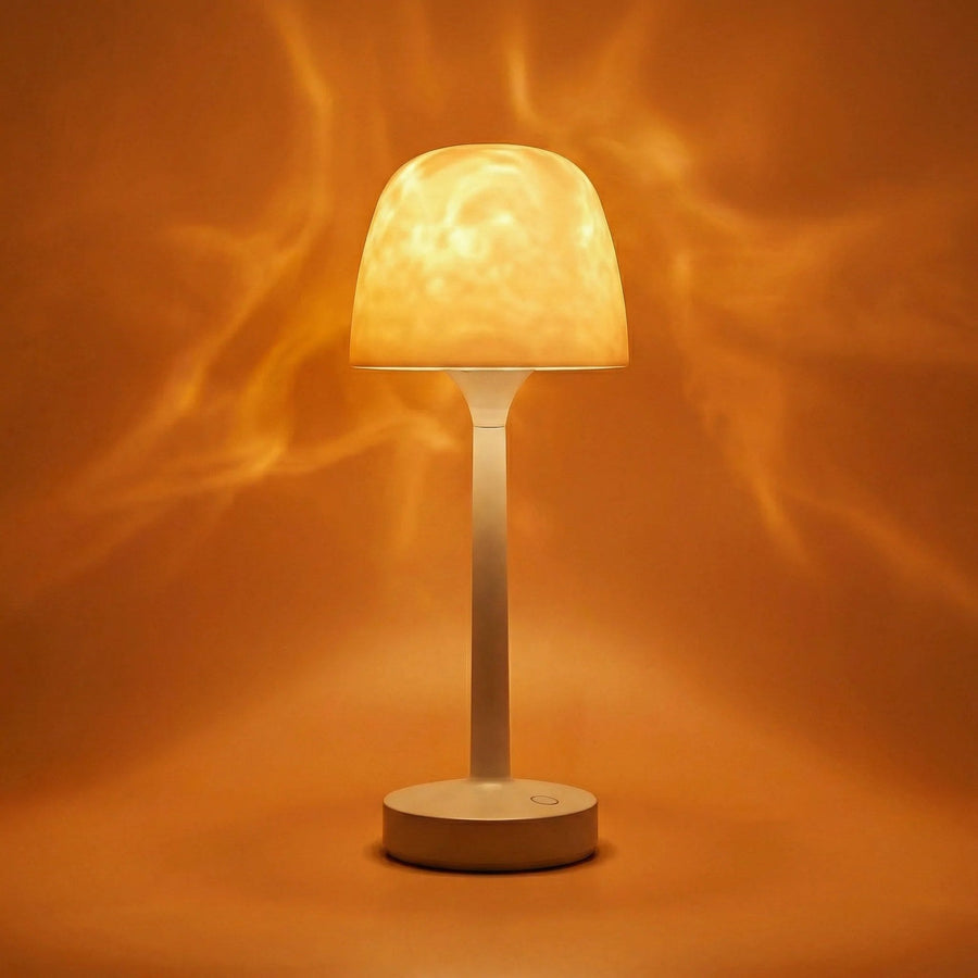 Aurora effect projection table lamp on display