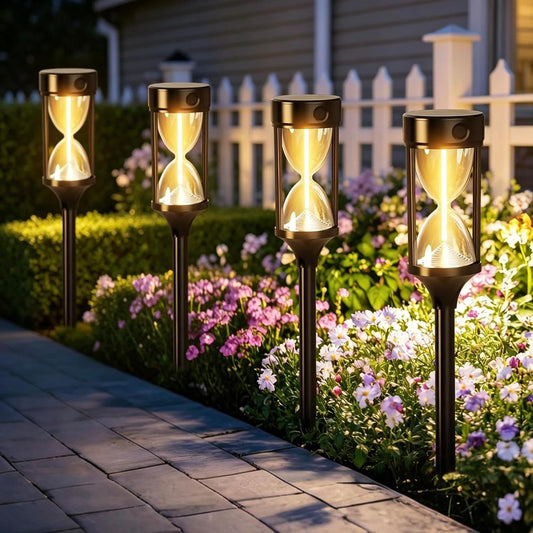 Solar garden lights with hourglass design, 4-pack