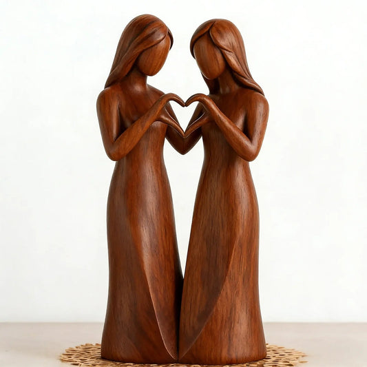 Friendship sculpture with two resin figures