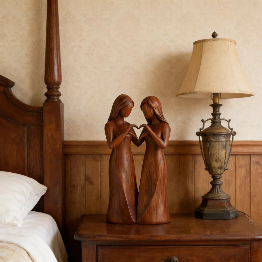 Resin sculpture on a nightstand