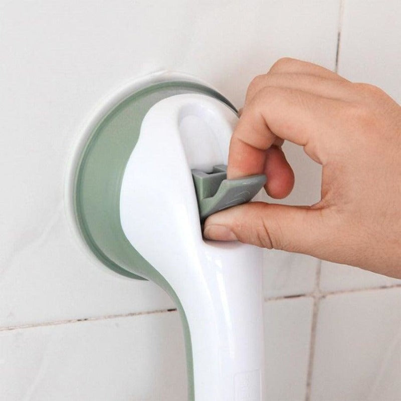 Close-up of the safety handle's locking mechanism