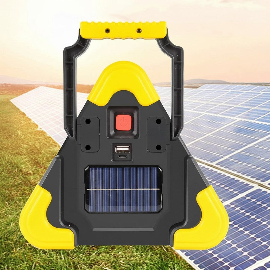Back view showing the solar panel and USB charging port
