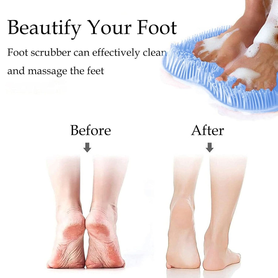 Before and after comparison showing smoother heels with the foot scrubber