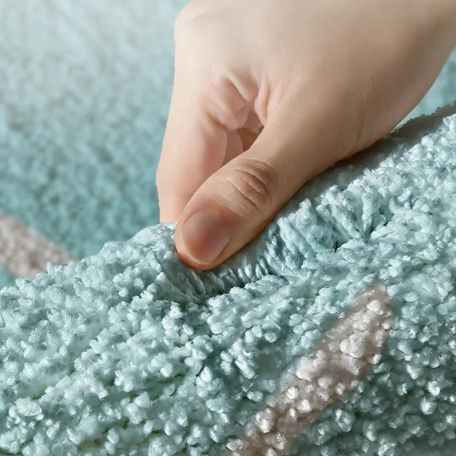 Close-up of soft plush microfiber bath mat texture