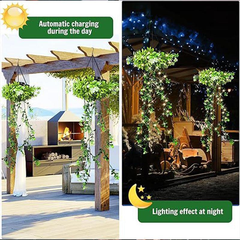 Solar lantern shown by day and night with automatic lighting