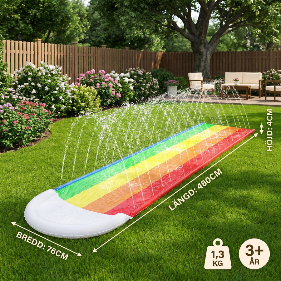 Size chart for water slide: 189 in long, 30 in wide, 1.6 in high