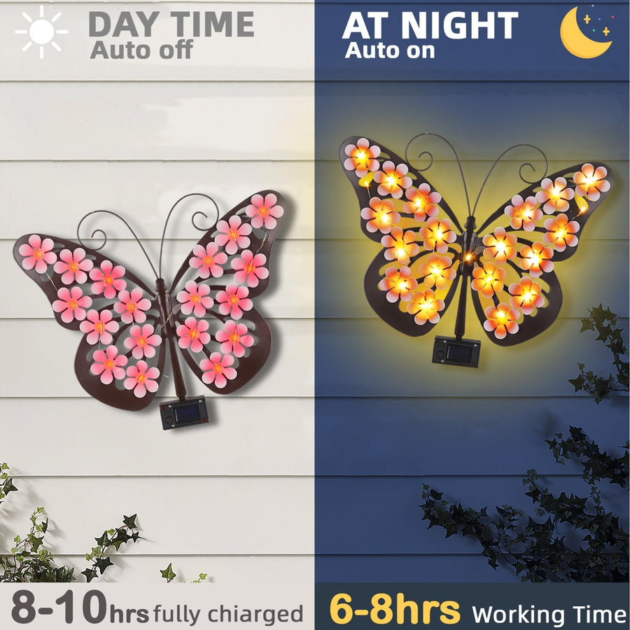 Day and night – the solar butterfly lights up automatically
