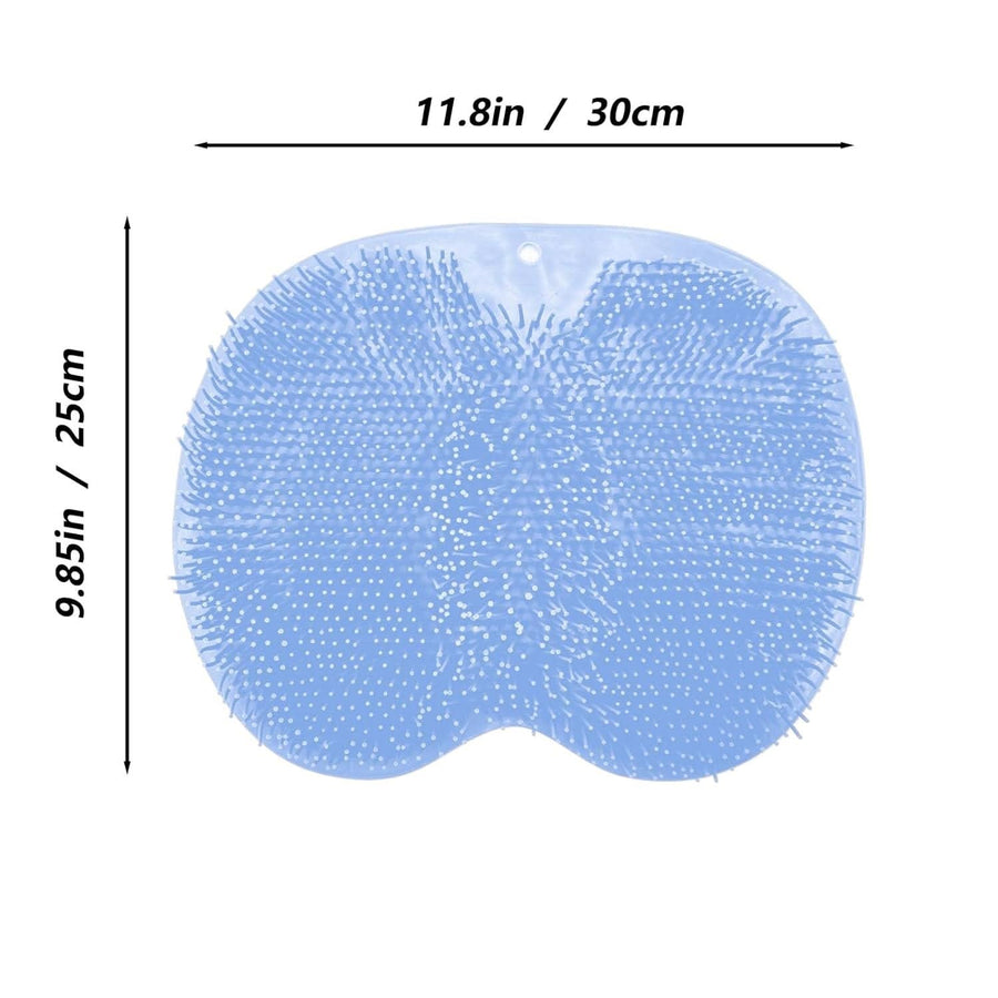 Silicone foot scrubber mat measuring 12 x 10 in (30 x 25 cm) with suction cups