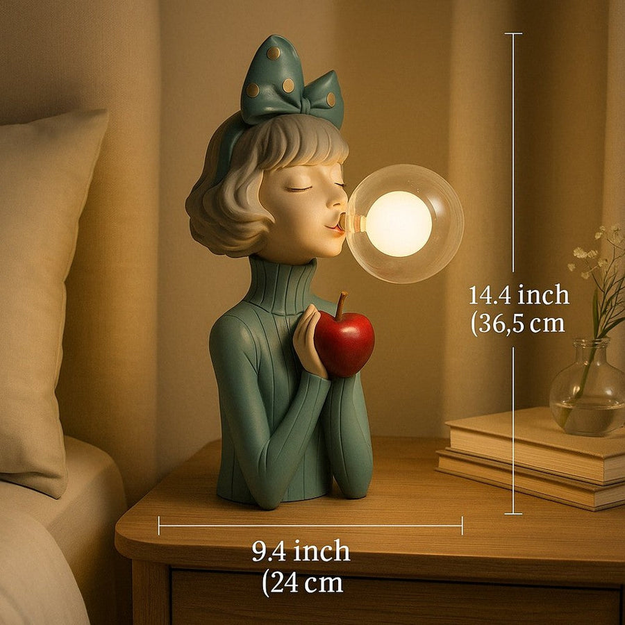 Apple figurine table lamp on a nightstand, 14.4 in (36.5 cm) tall