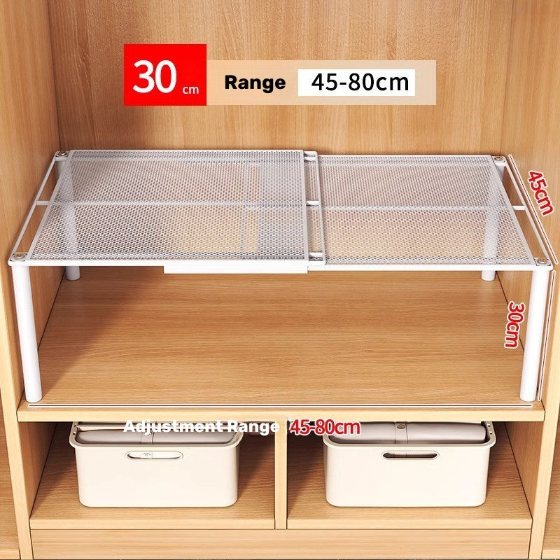 Size chart for the expandable shelf showing 12 in height and 18-31 in width
