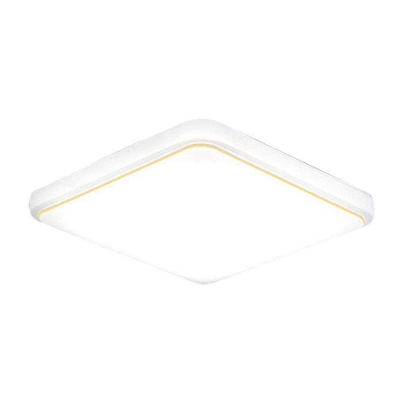 Square LED ceiling light with a gold frame on a white background