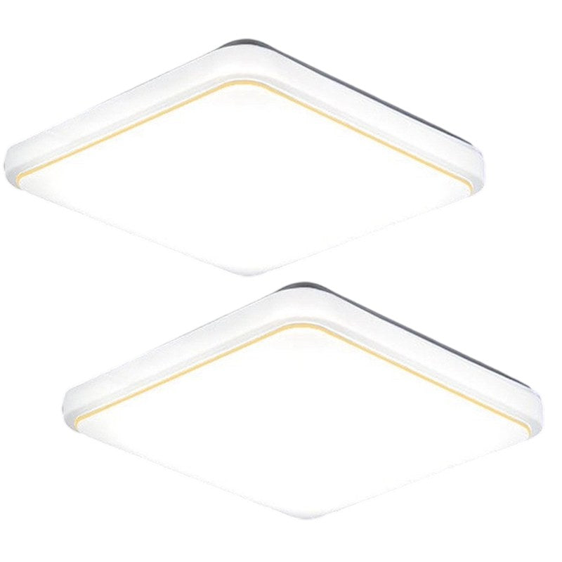 Two LED ceiling lights with gold frames
