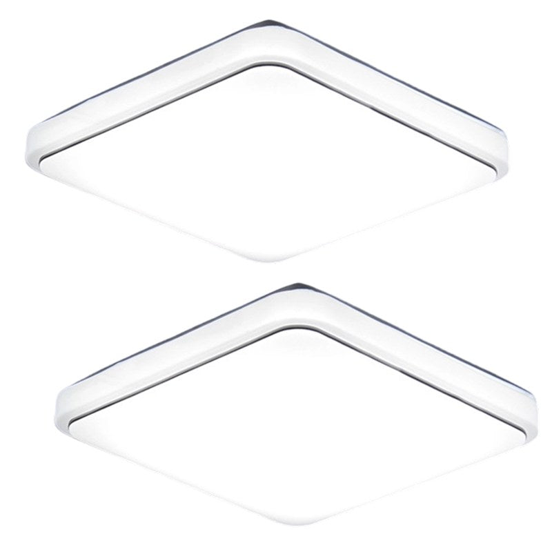 Two LED ceiling lights with silver frames