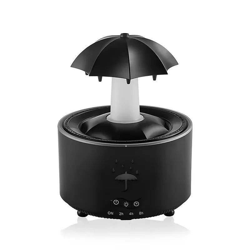 Black rotating umbrella humidifier viewed from the front