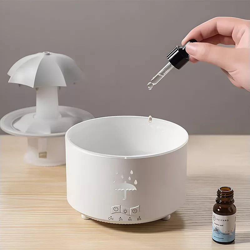 White humidifier with an essential oil dropper