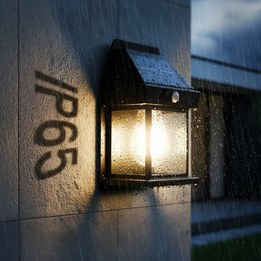 Waterproof solar light in the rain