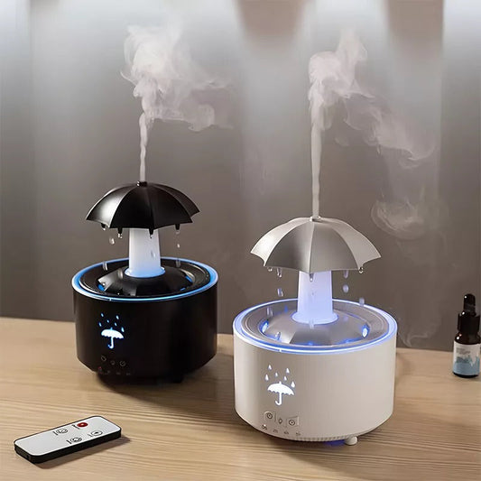 Black and white humidifiers on a desk