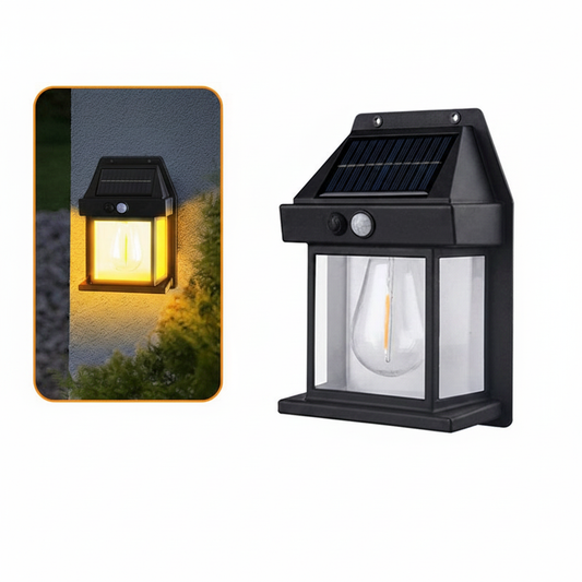 Black solar wall light – product photo