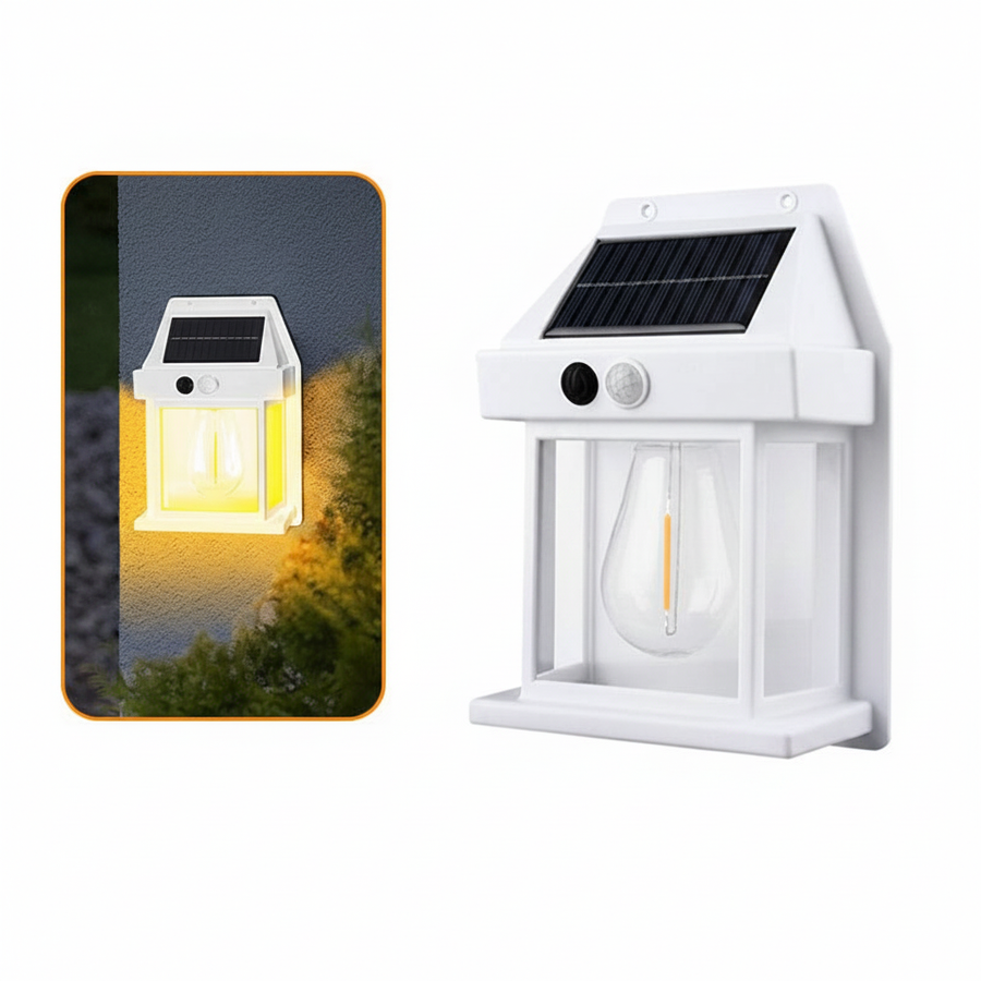 White solar wall light – product photo