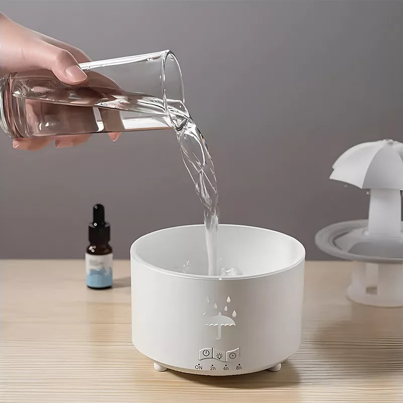 White humidifier being filled with water