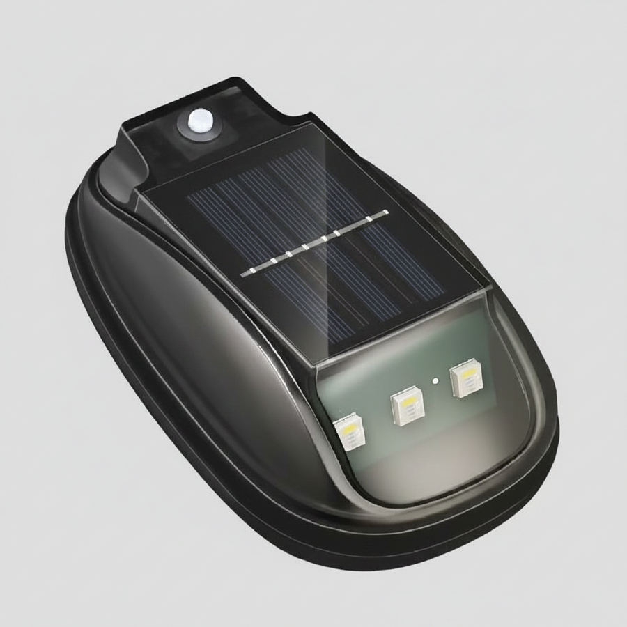 Close-up of the solar-powered RGB roof light for cars