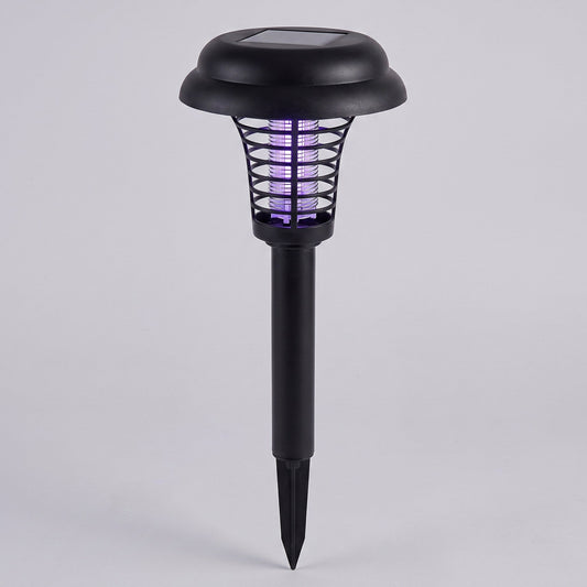 Solar-powered insect killer with UV light and ground stake – studio shot