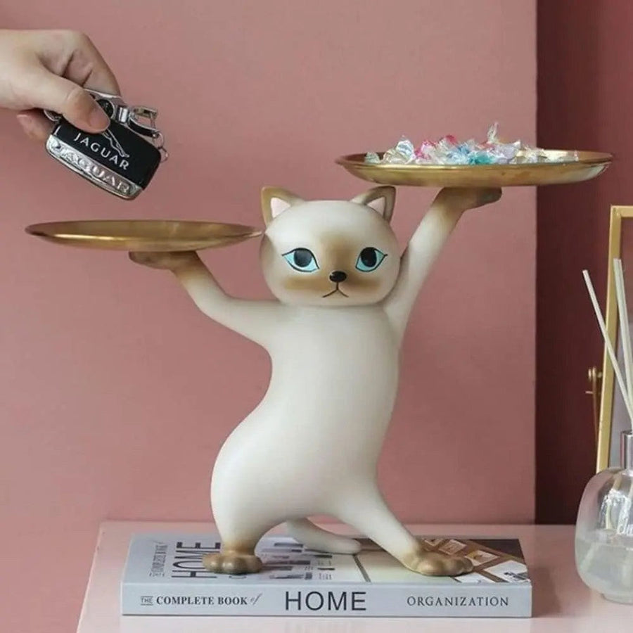 Gray cat figurine used as a key holder